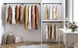 Wall Mounted 180cm Industrial Pipe Clothes Hanging Rail Rod Garment Rack Detachable