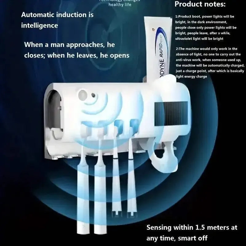 Portacepillos de Dientes con Esterilizador UV Solar