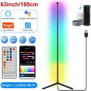 Lámpara de esquina inteligente Tuya de piso 160 cm (RGB, Alexa)