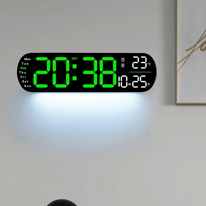 Reloj digital LED 35 cm con control remoto y luz ambiental