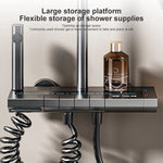 Sistema de ducha completo con botón tipo piano, display digital y ambient light (“grey piano button ambient light shower set”)