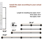 Wall Mounted 180cm Industrial Pipe Clothes Hanging Rail Rod Garment Rack Detachable