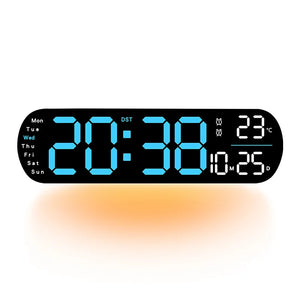 Reloj digital LED 35 cm con control remoto y luz ambiental