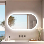 Espejo oval LED de baño, 3 tamaños, antiniebla, 3 colores