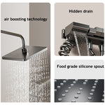 Sistema de ducha completo con botón tipo piano, display digital y ambient light (“grey piano button ambient light shower set”)