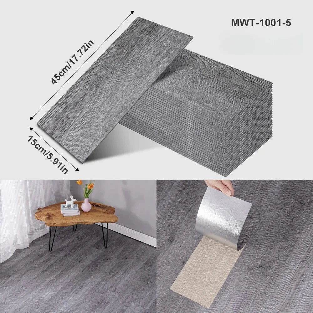 Pegatina de Piso Vinílica con Diseño de Madera o Cemento – Autoadhesiva, Gruesa e Impermeable
