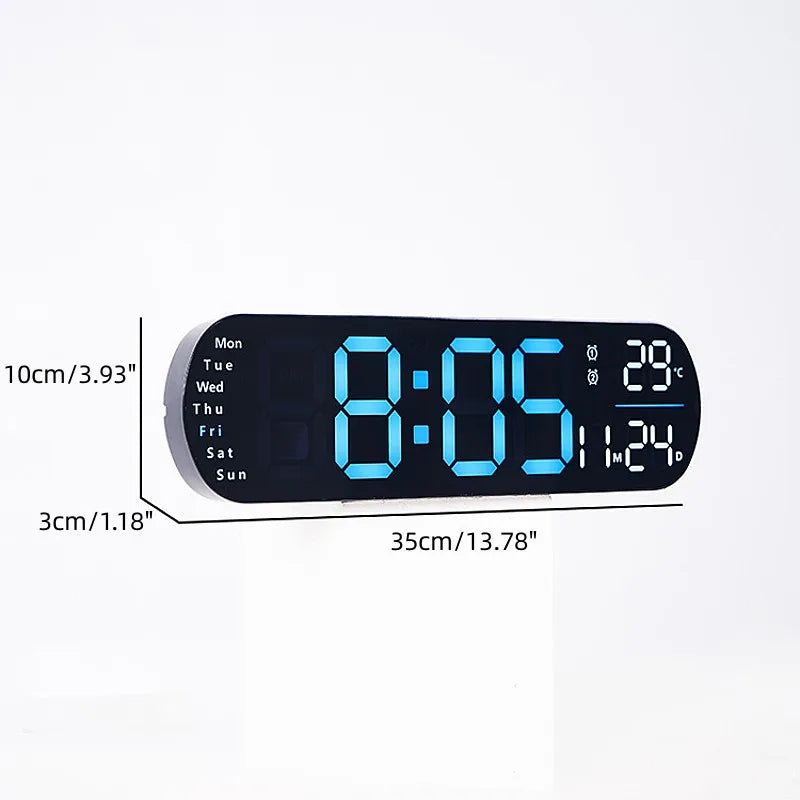 Reloj digital LED 35 cm con control remoto y luz ambiental