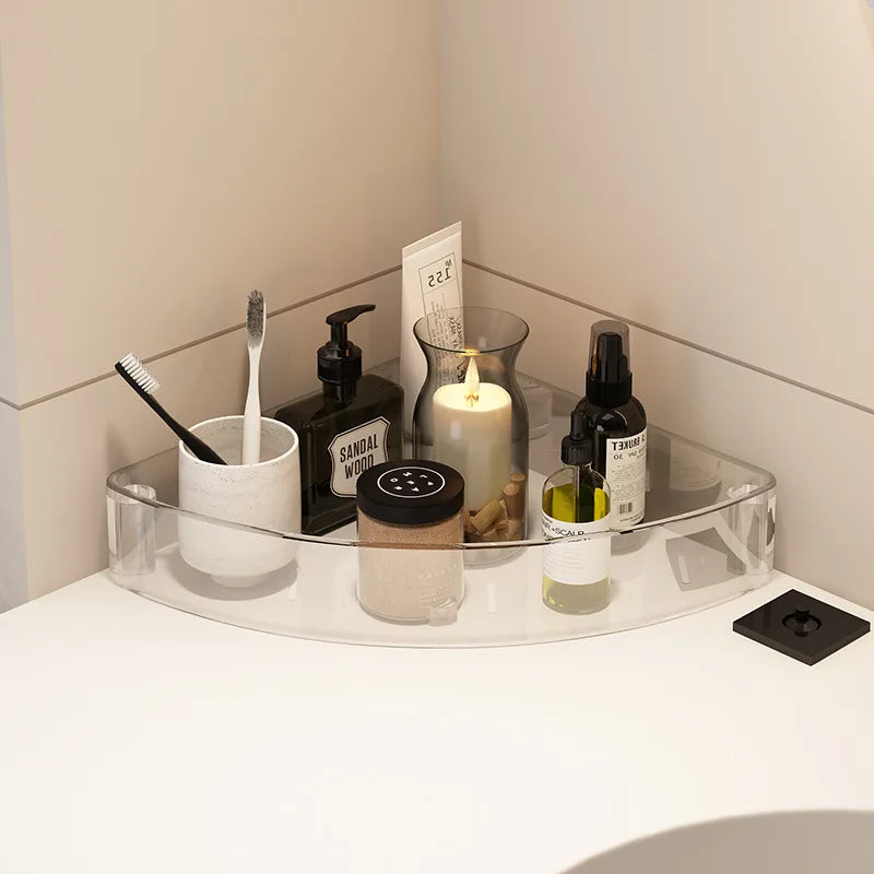 Rack transparente multi‑capa tipo carrito para baño o lavabo